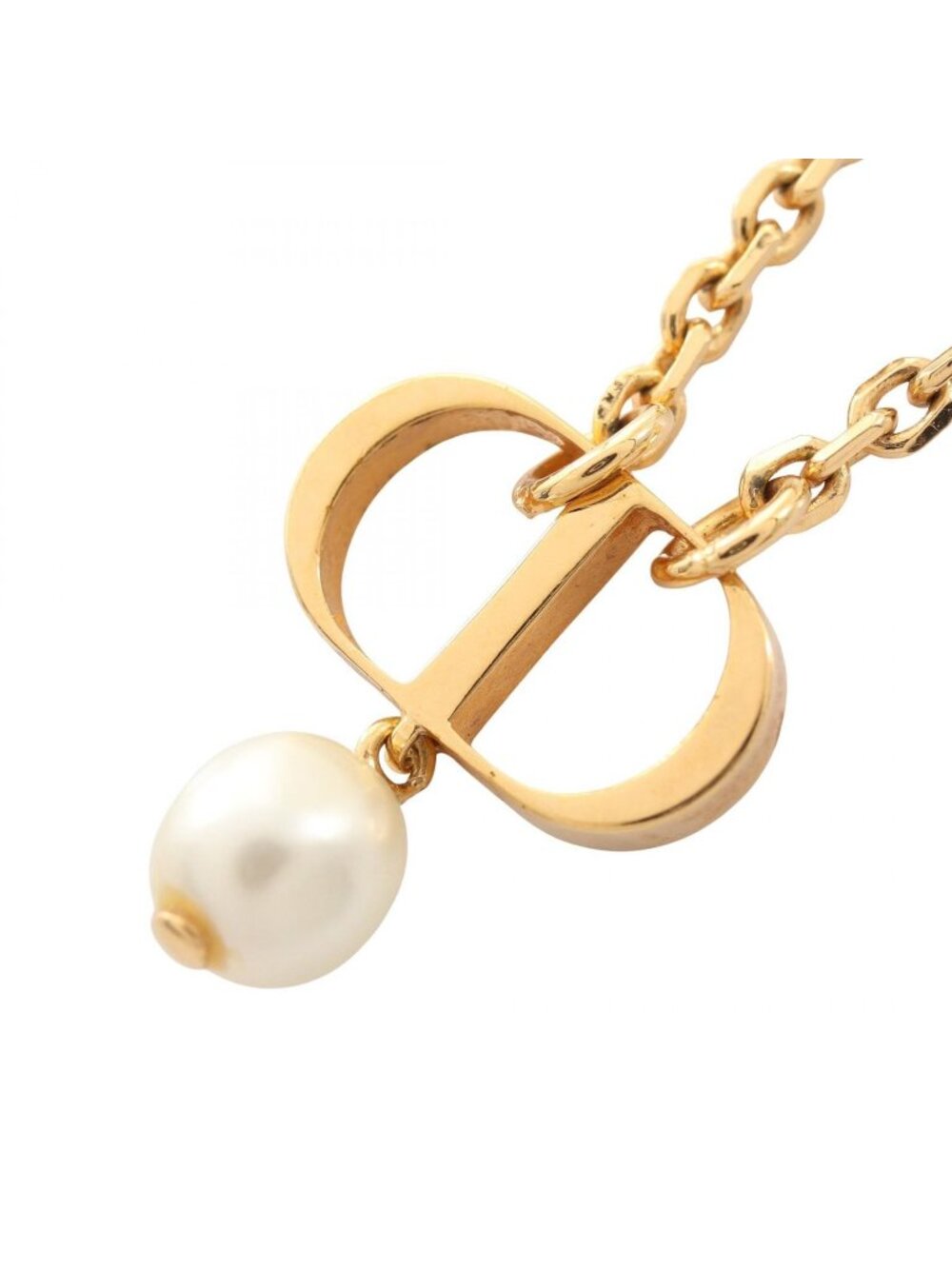 Dior Necklace CD Logo Faux Pearl